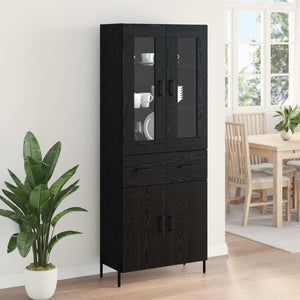Highboard Μαύρη Οξυά 69,5 x 34 x 180 εκ. Επεξεργασμένο ξύλο - Pakobazaar