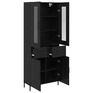 Highboard Μαύρη Οξυά 69,5 x 34 x 180 εκ. Επεξεργασμένο ξύλο - Pakobazaar