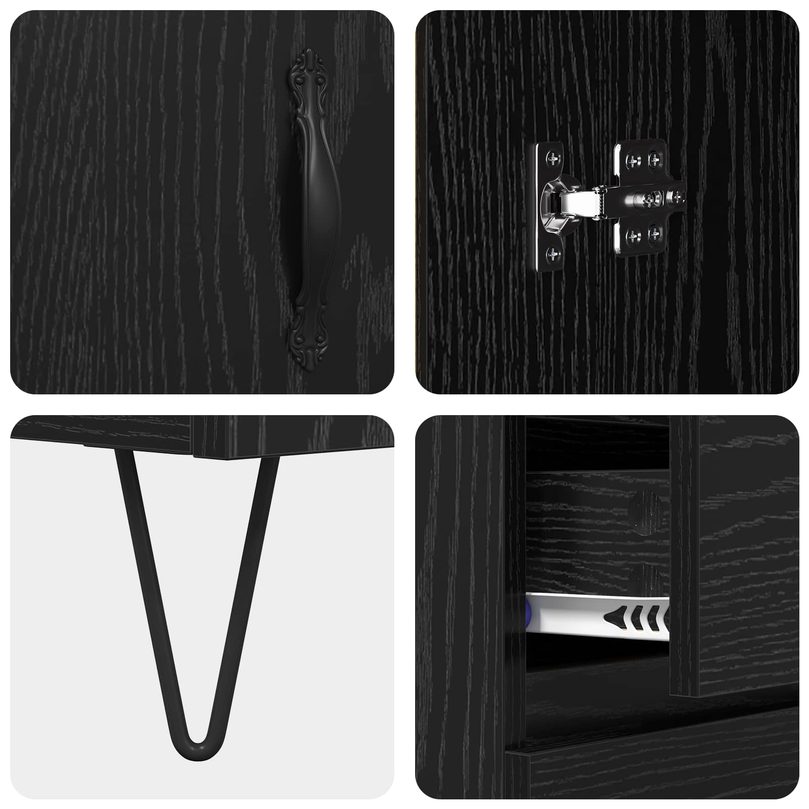 Highboard με συρτάρι 2 pcs Μαύρη Οξυά Επεξεργασμένο ξύλο