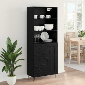 Highboard 2 τμχ. Μαύρη Οξυά 69,5 x 34 x 180 εκ.