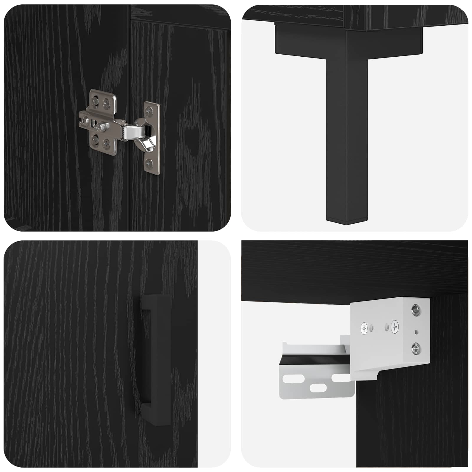 Highboard 2 pcs Μαύρη Οξυά Επεξεργασμένο ξύλο