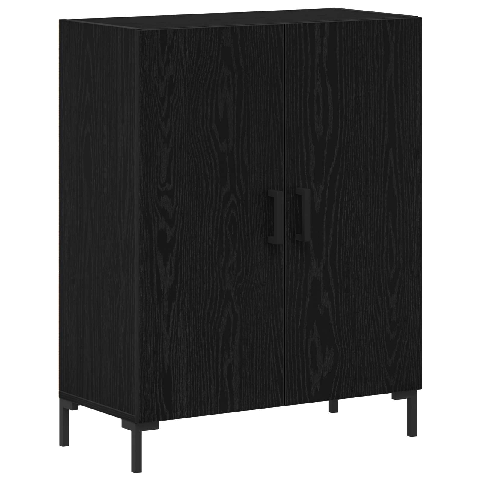 Highboard 2 pcs Μαύρη Οξυά Επεξεργασμένο ξύλο