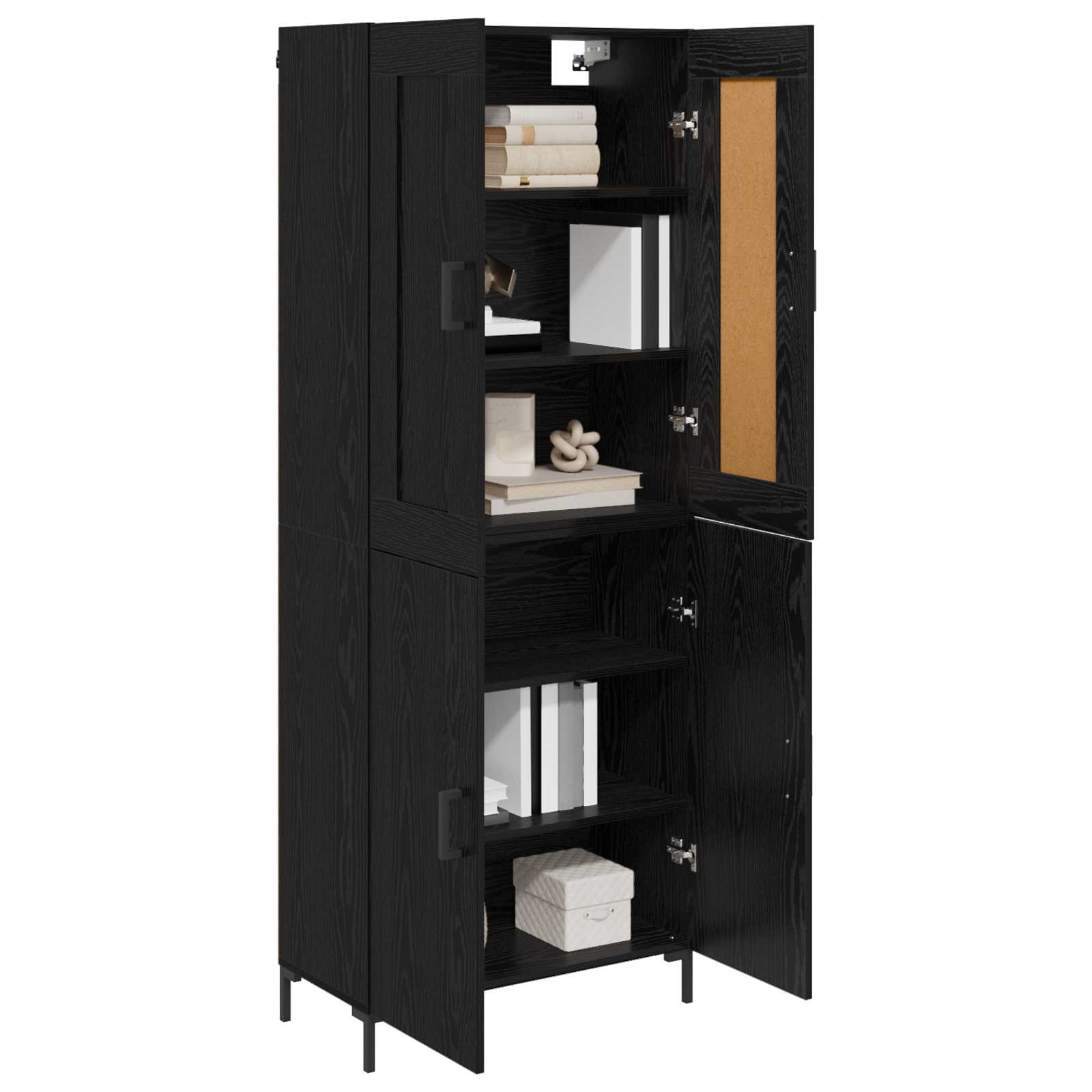 Highboard 2 pcs Μαύρη Οξυά Επεξεργασμένο ξύλο