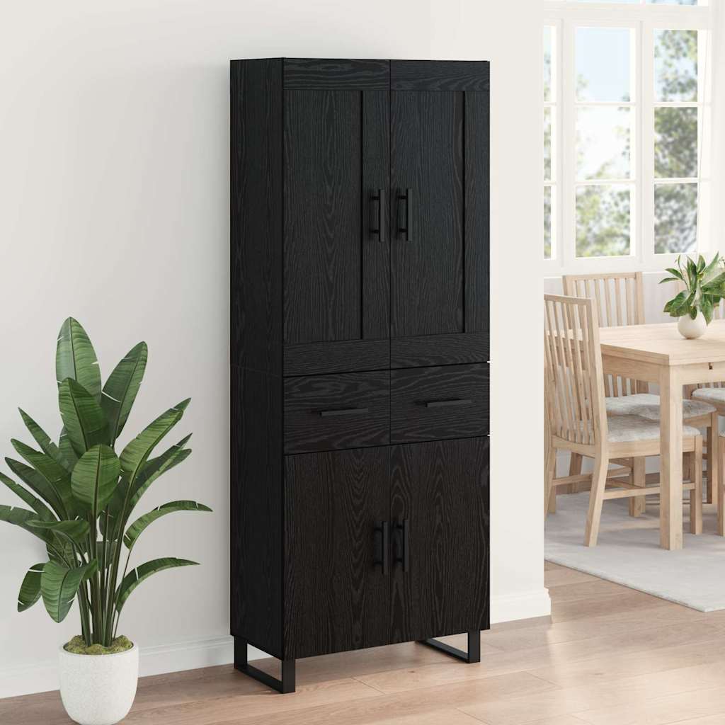 Highboard Μαύρη Οξυά 69,5 x 34 x 180 εκ. Επεξεργασμένο ξύλο