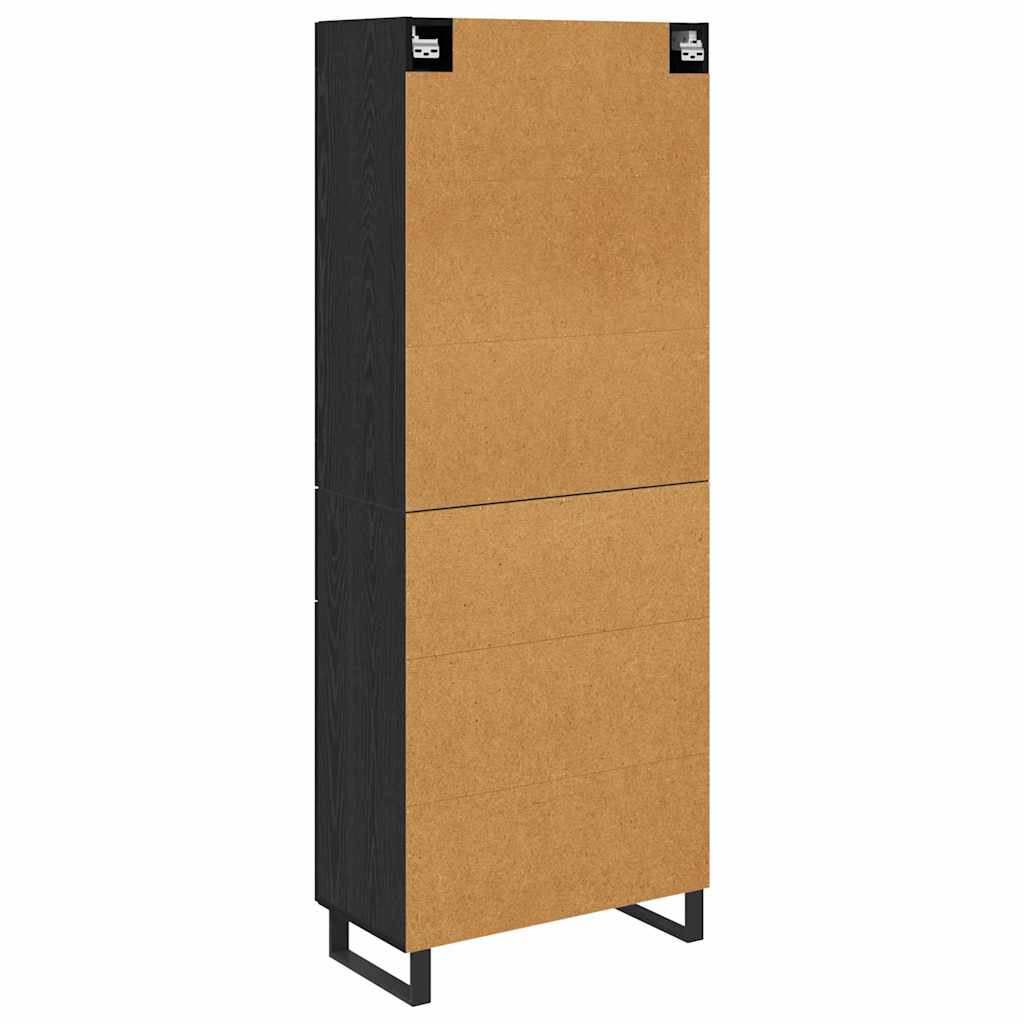 Highboard Μαύρη Οξυά 69,5 x 34 x 180 εκ. Επεξεργασμένο ξύλο