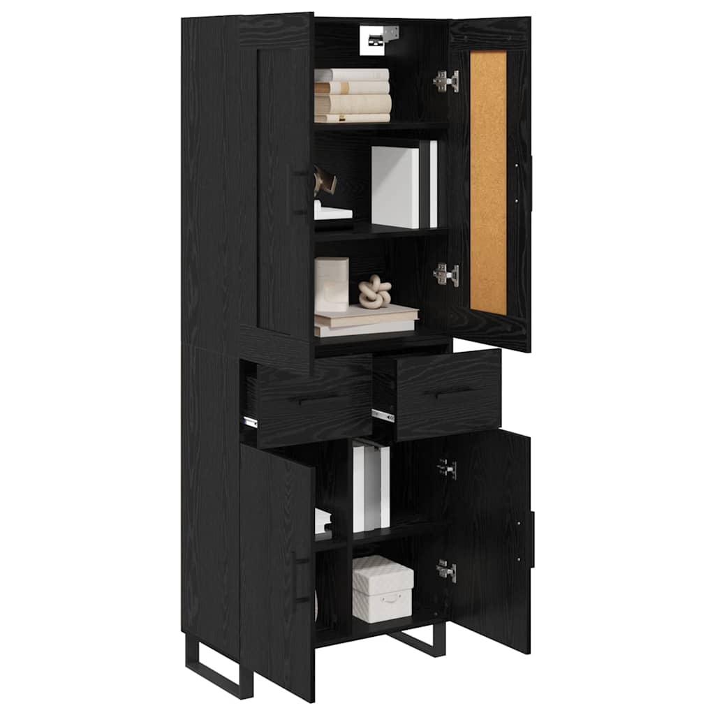 Highboard Μαύρη Οξυά 69,5 x 34 x 180 εκ. Επεξεργασμένο ξύλο