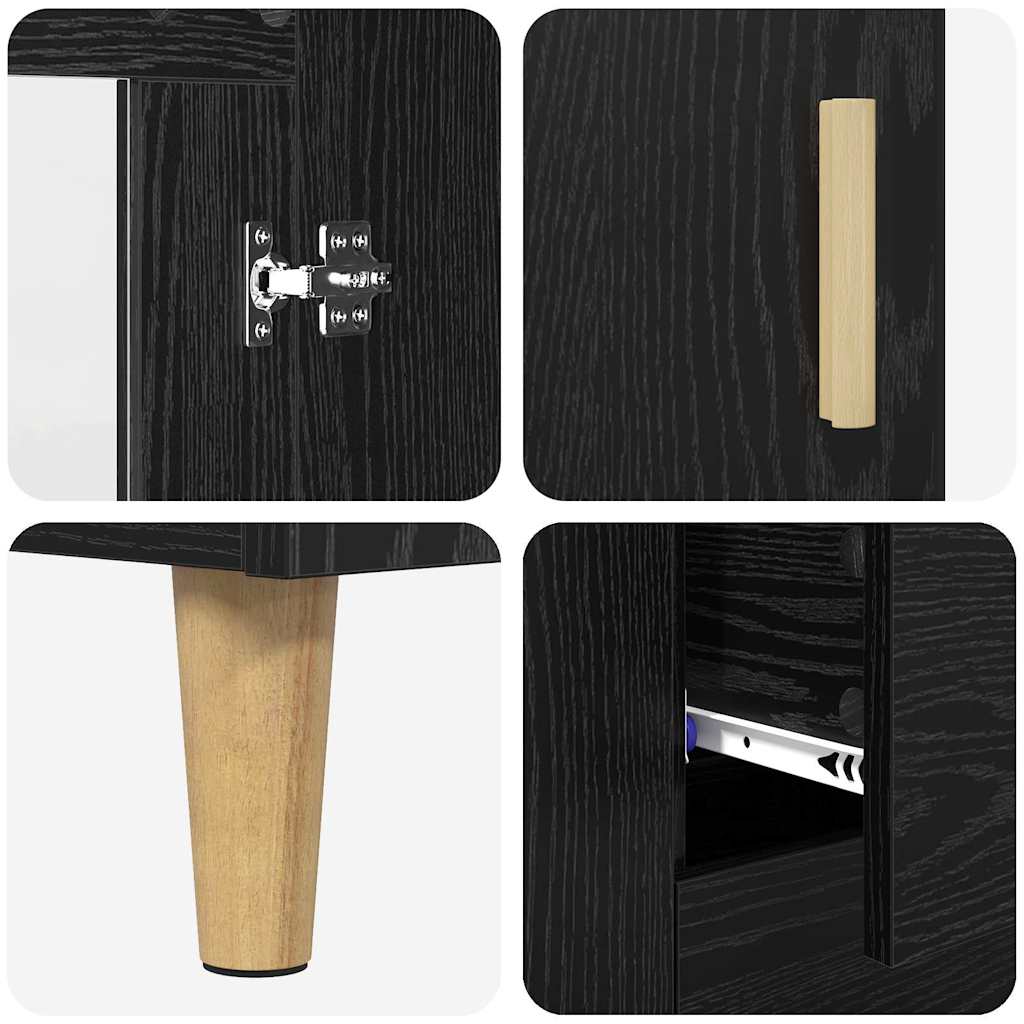 Highboard Μαύρη Οξυά 69,5 x 34 x 180 εκ. Επεξεργασμένο ξύλο