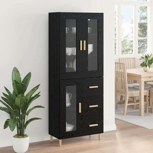 Highboard Μαύρη Οξυά 69,5 x 34 x 180 εκ. Επεξεργασμένο Ξύλο