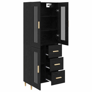 Highboard Μαύρη Οξυά 69,5 x 34 x 180 εκ. Επεξεργασμένο Ξύλο
