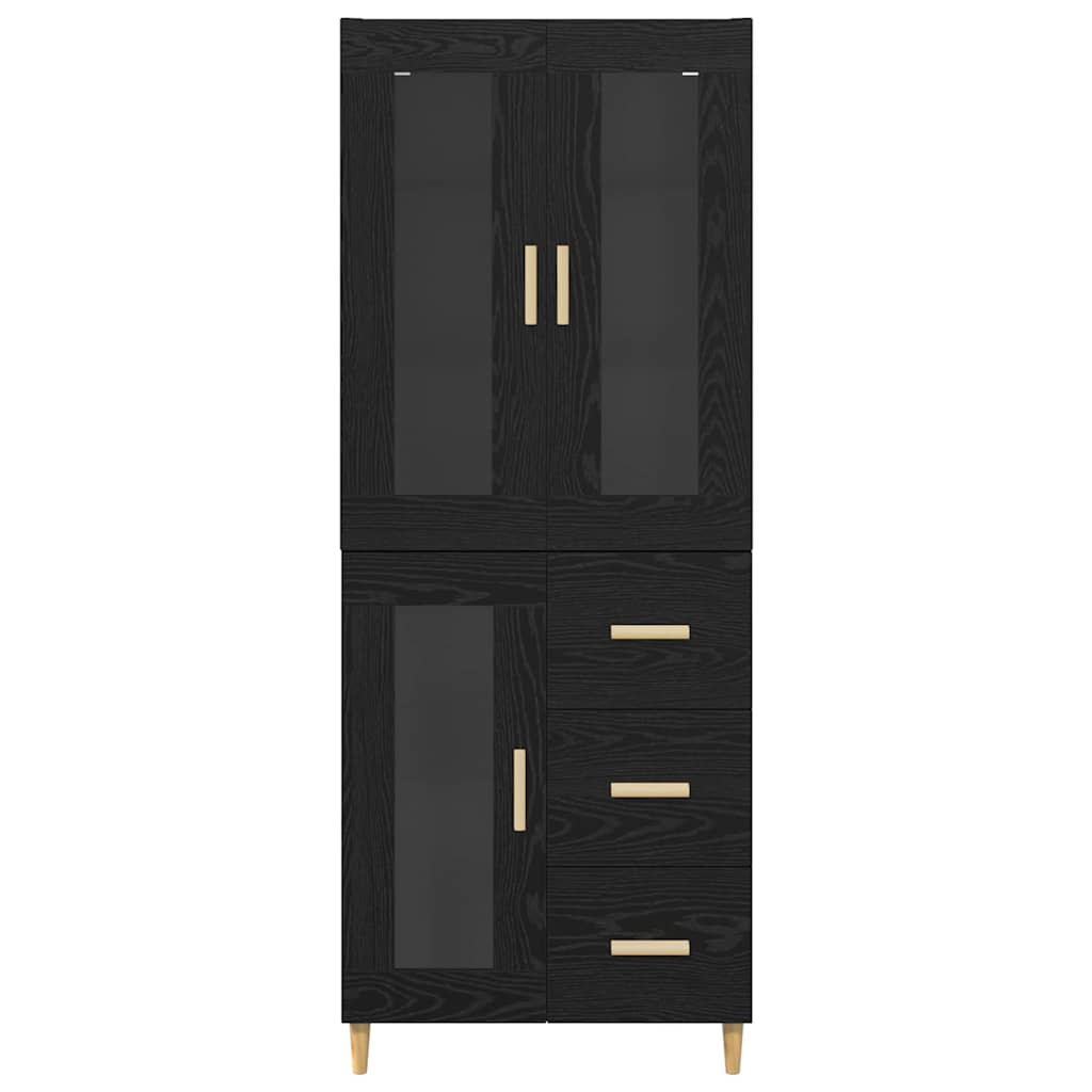 Highboard Μαύρη Οξυά 69,5 x 34 x 180 εκ. Επεξεργασμένο ξύλο