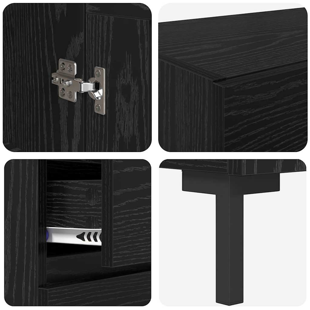 Highboard με συρτάρι 2 pcs Μαύρη Οξυά Επεξεργασμένο ξύλο