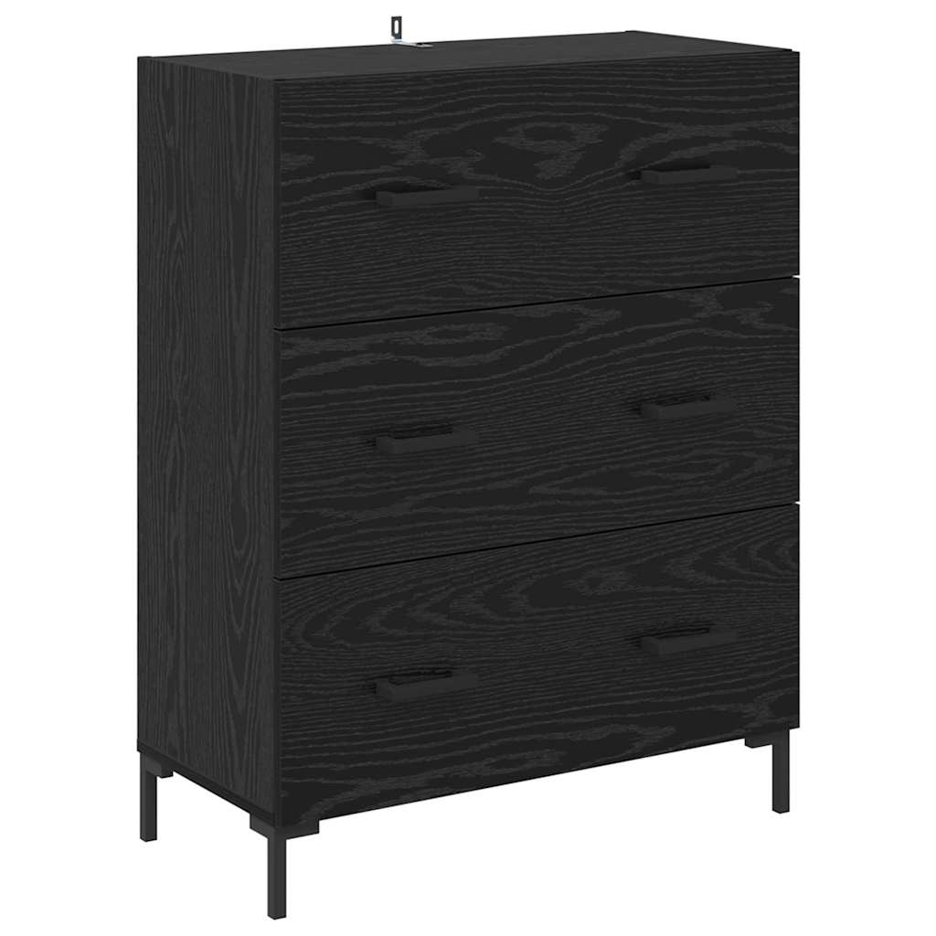 Highboard με συρτάρι 2 pcs Μαύρη Οξυά Επεξεργασμένο ξύλο