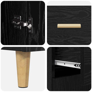 Highboard Μαύρη Οξυά 69,5 x 34 x 180 εκ. Επεξεργασμένο ξύλο - Pakobazaar