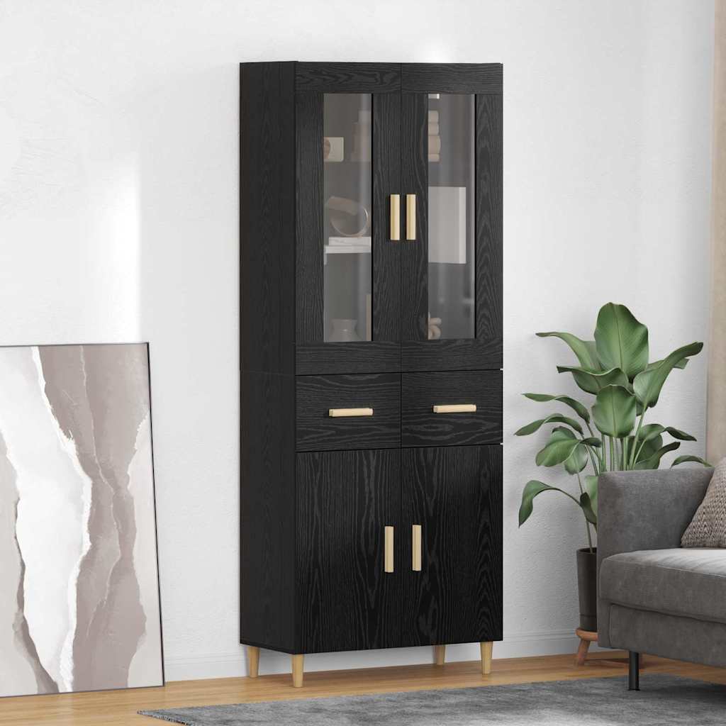 Highboard Μαύρη Οξυά 69,5 x 34 x 180 εκ. Επεξεργασμένο ξύλο - Pakobazaar