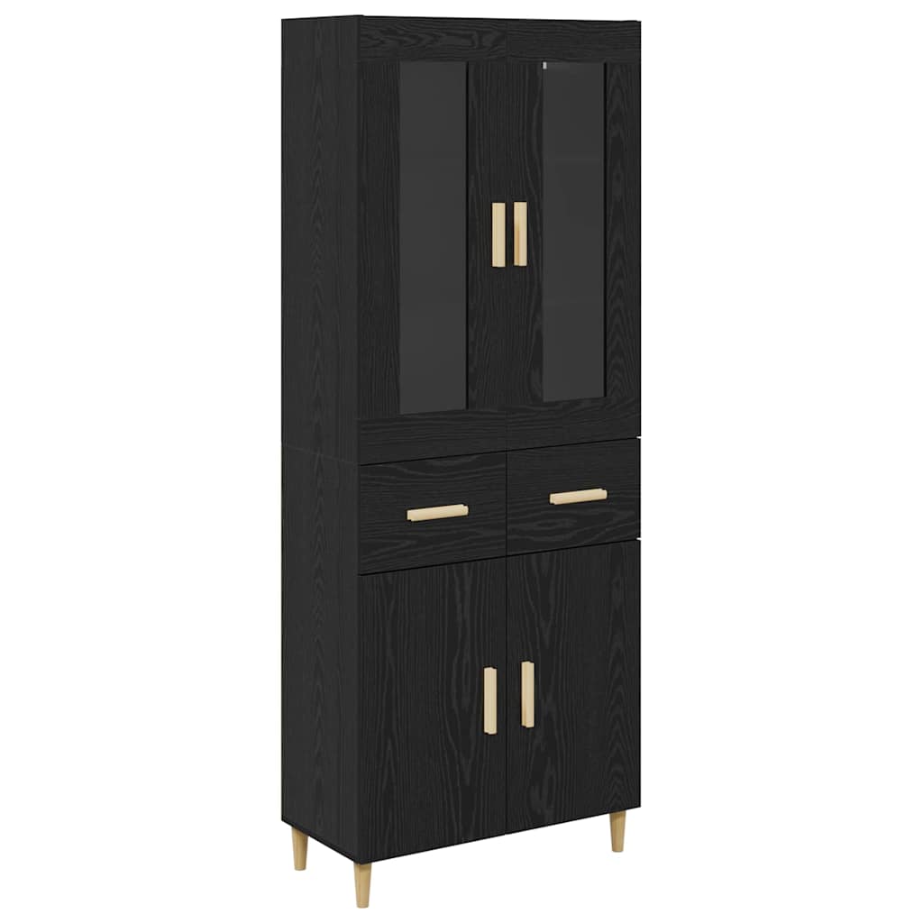 Highboard Μαύρη Οξυά 69,5 x 34 x 180 εκ. Επεξεργασμένο ξύλο - Pakobazaar