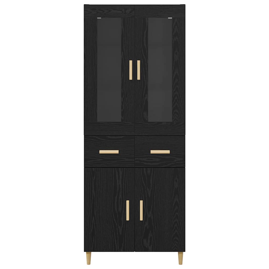 Highboard Μαύρη Οξυά 69,5 x 34 x 180 εκ. Επεξεργασμένο ξύλο - Pakobazaar