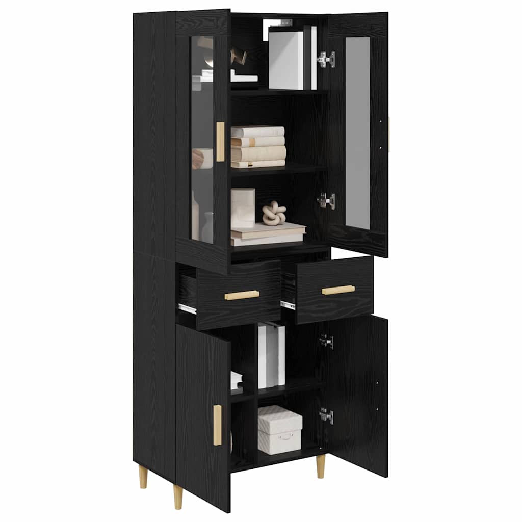 Highboard Μαύρη Οξυά 69,5 x 34 x 180 εκ. Επεξεργασμένο ξύλο - Pakobazaar