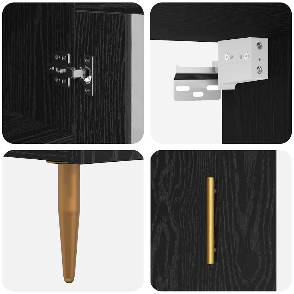 Highboard 2 pcs Μαύρη Οξυά Επεξεργασμένο ξύλο - Pakobazaar