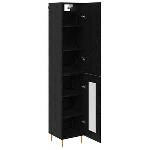 Highboard 2 pcs Μαύρη Οξυά Επεξεργασμένο ξύλο - Pakobazaar
