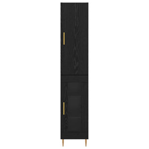 Highboard 2 pcs Μαύρη Οξυά Επεξεργασμένο ξύλο - Pakobazaar