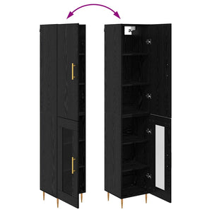 Highboard 2 pcs Μαύρη Οξυά Επεξεργασμένο ξύλο - Pakobazaar