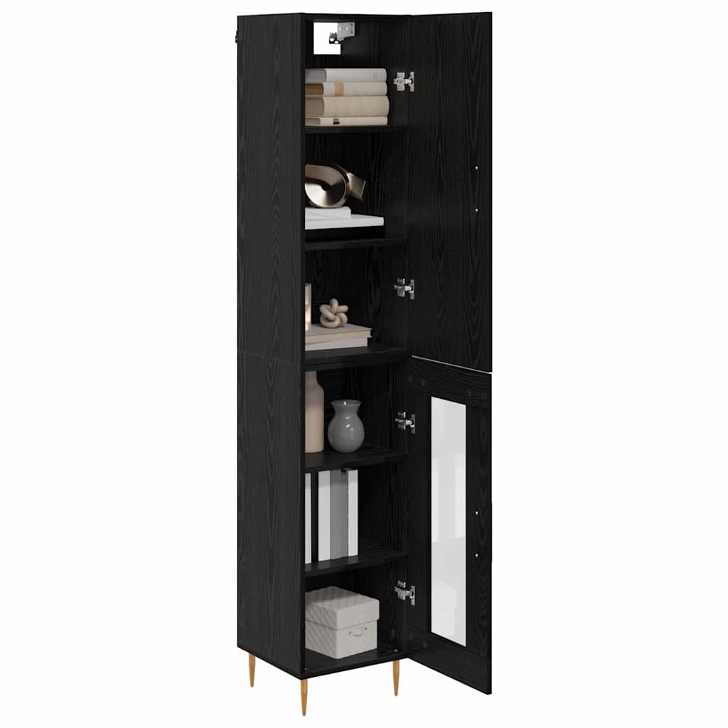 Highboard 2 pcs Μαύρη Οξυά Επεξεργασμένο ξύλο - Pakobazaar