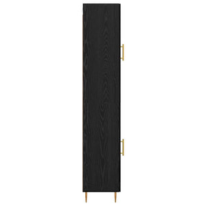 Highboard 2 pcs Μαύρη Οξυά Επεξεργασμένο ξύλο - Pakobazaar