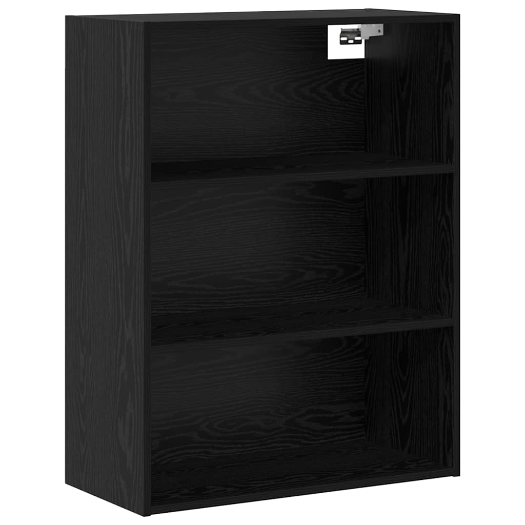 Highboard Μαύρη Οξυά 69,5 x 34 x 180 εκ. Σύνθετο Ξύλο και Γυαλί