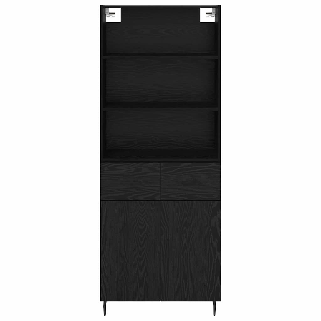 Highboard Μαύρη Οξυά 69,5 x 34 x 180 εκ. Σύνθετο Ξύλο και Γυαλί