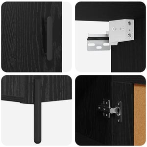 Highboard 2 pcs Μαύρη Οξυά Επεξεργασμένο ξύλο - Pakobazaar