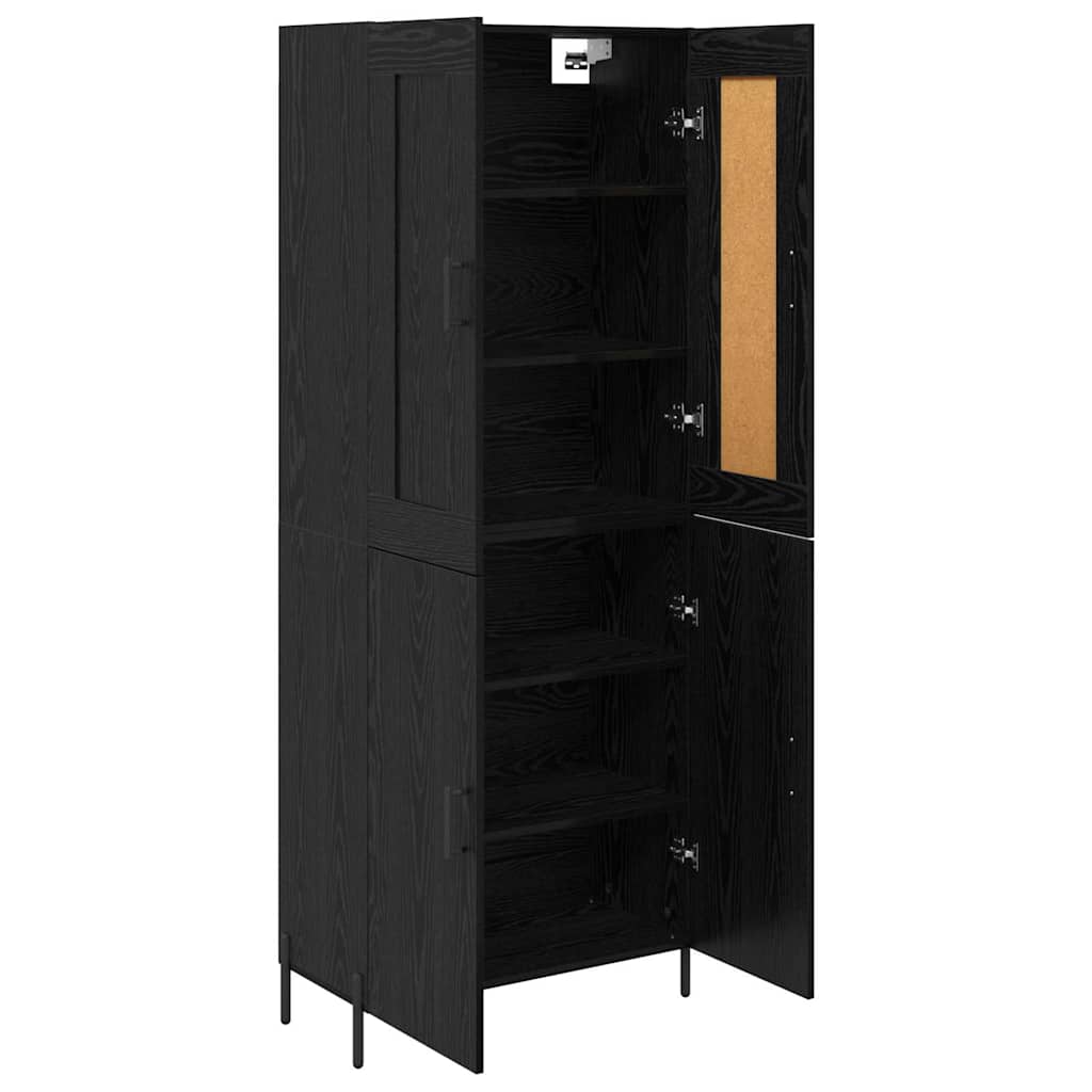 Highboard 2 pcs Μαύρη Οξυά Επεξεργασμένο ξύλο - Pakobazaar