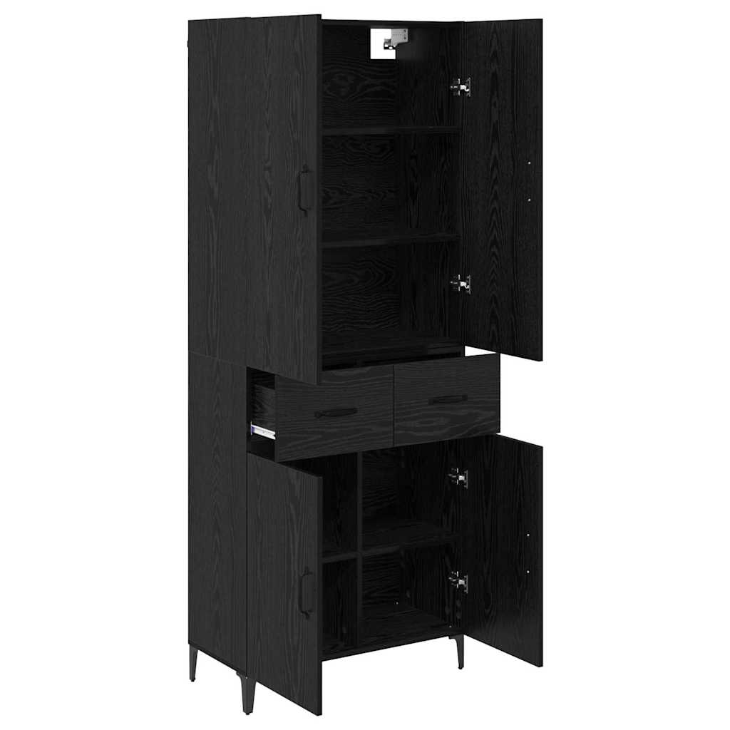 Highboard Μαύρη Οξυά 69,5 x 34 x 180 εκ. Επεξεργασμένο ξύλο - Pakobazaar