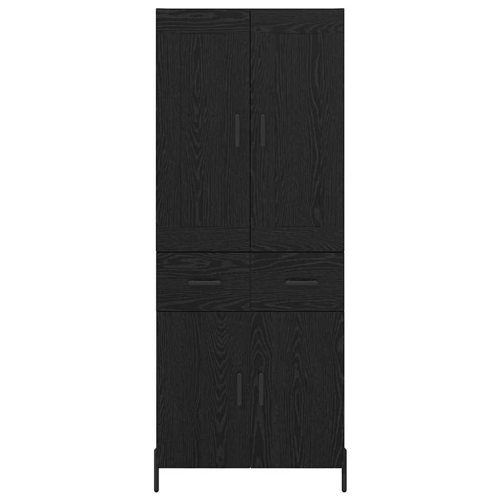 Highboard με συρτάρι 2 pcs Μαύρη Οξυά Επεξεργασμένο ξύλο
