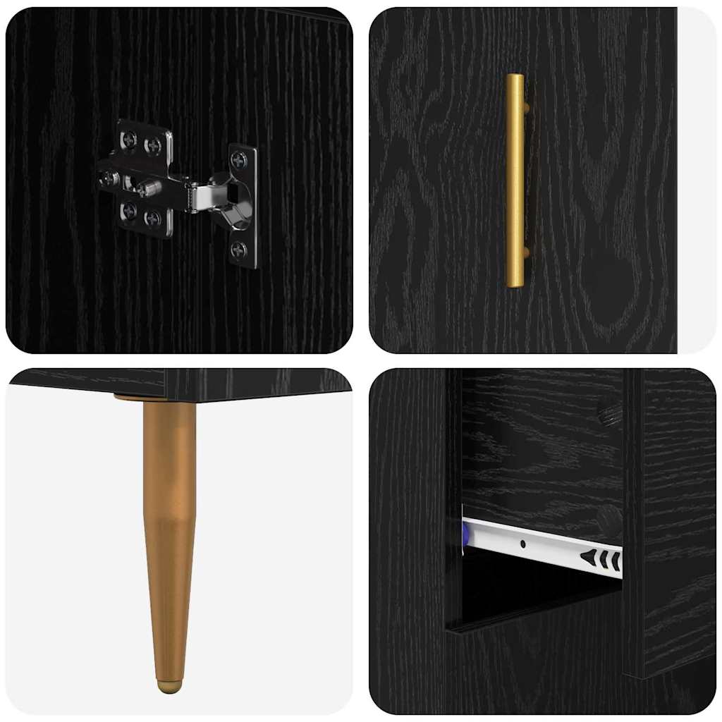 Highboard Μαύρη Οξυά 69,5 x 34 x 180 εκ. Επεξεργασμένο ξύλο