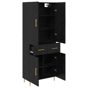 Highboard Μαύρη Οξυά 69,5 x 34 x 180 εκ. Επεξεργασμένο Ξύλο