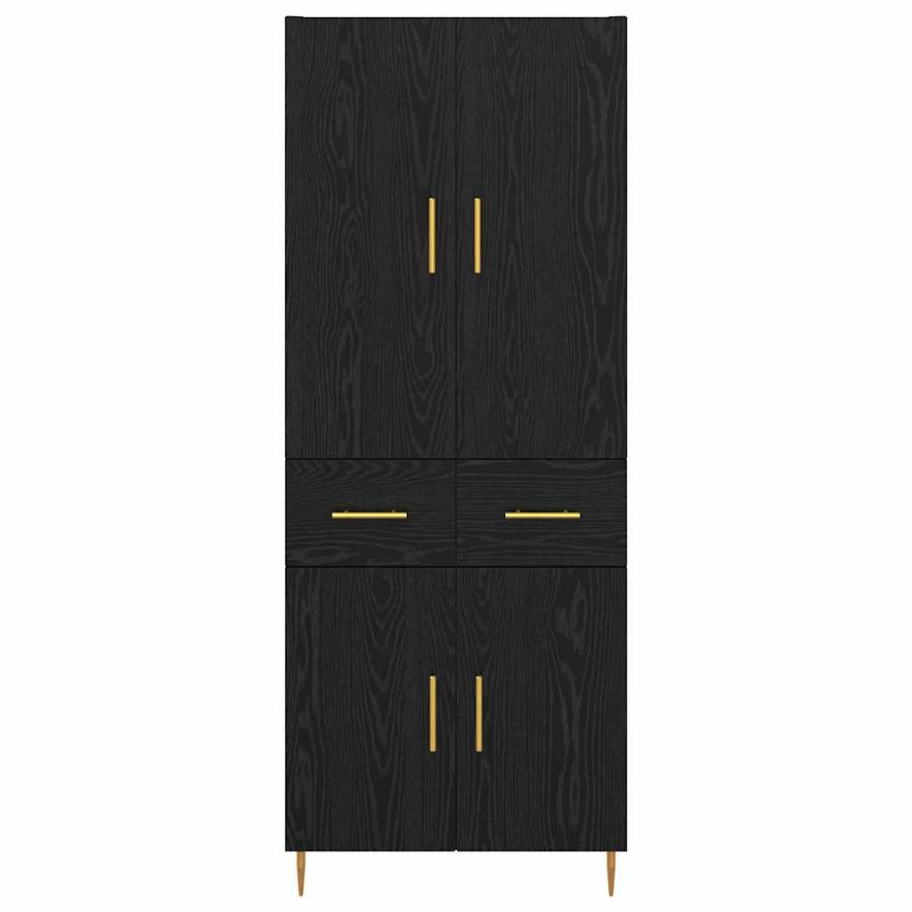Highboard Μαύρη Οξυά 69,5 x 34 x 180 εκ. Επεξεργασμένο ξύλο