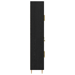 Highboard Μαύρη Οξυά 69,5 x 34 x 180 εκ. Επεξεργασμένο Ξύλο