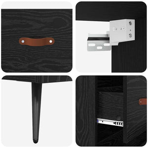 Highboard Μαύρη δρυς 69,5 x 34 x 180 εκ. Επεξεργασμένο ξύλο - Pakobazaar