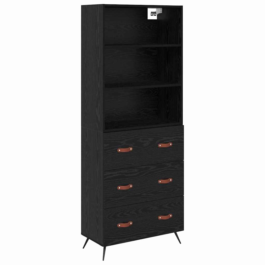 Highboard Μαύρη δρυς 69,5 x 34 x 180 εκ. Επεξεργασμένο ξύλο - Pakobazaar