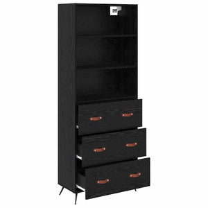 Highboard Μαύρη δρυς 69,5 x 34 x 180 εκ. Επεξεργασμένο ξύλο - Pakobazaar