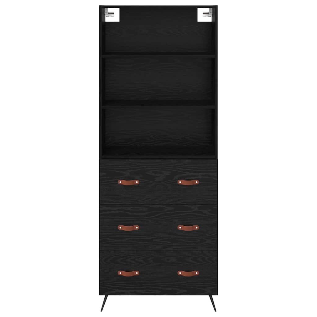 Highboard Μαύρη δρυς 69,5 x 34 x 180 εκ. Επεξεργασμένο ξύλο - Pakobazaar