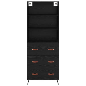 Highboard Μαύρη δρυς 69,5 x 34 x 180 εκ. Επεξεργασμένο ξύλο - Pakobazaar
