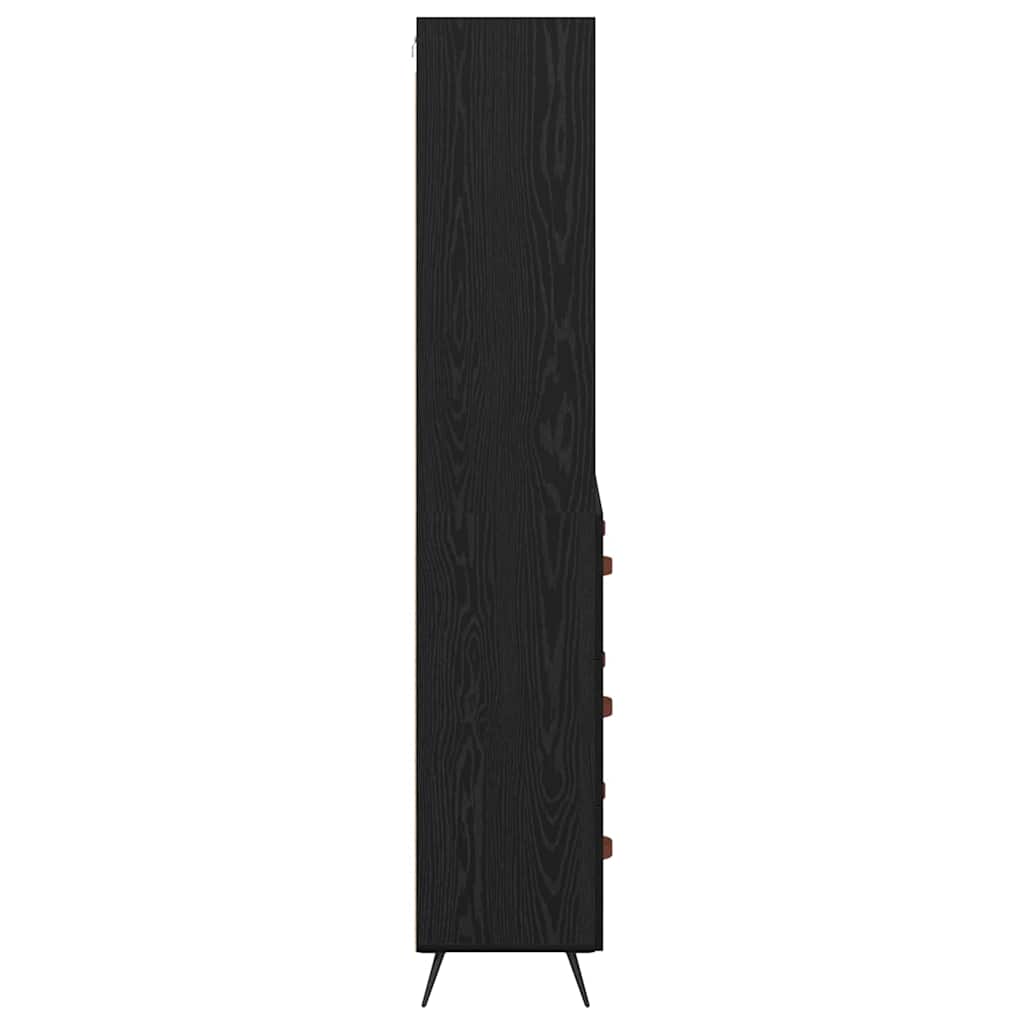 Highboard Μαύρη δρυς 69,5 x 34 x 180 εκ. Επεξεργασμένο ξύλο - Pakobazaar