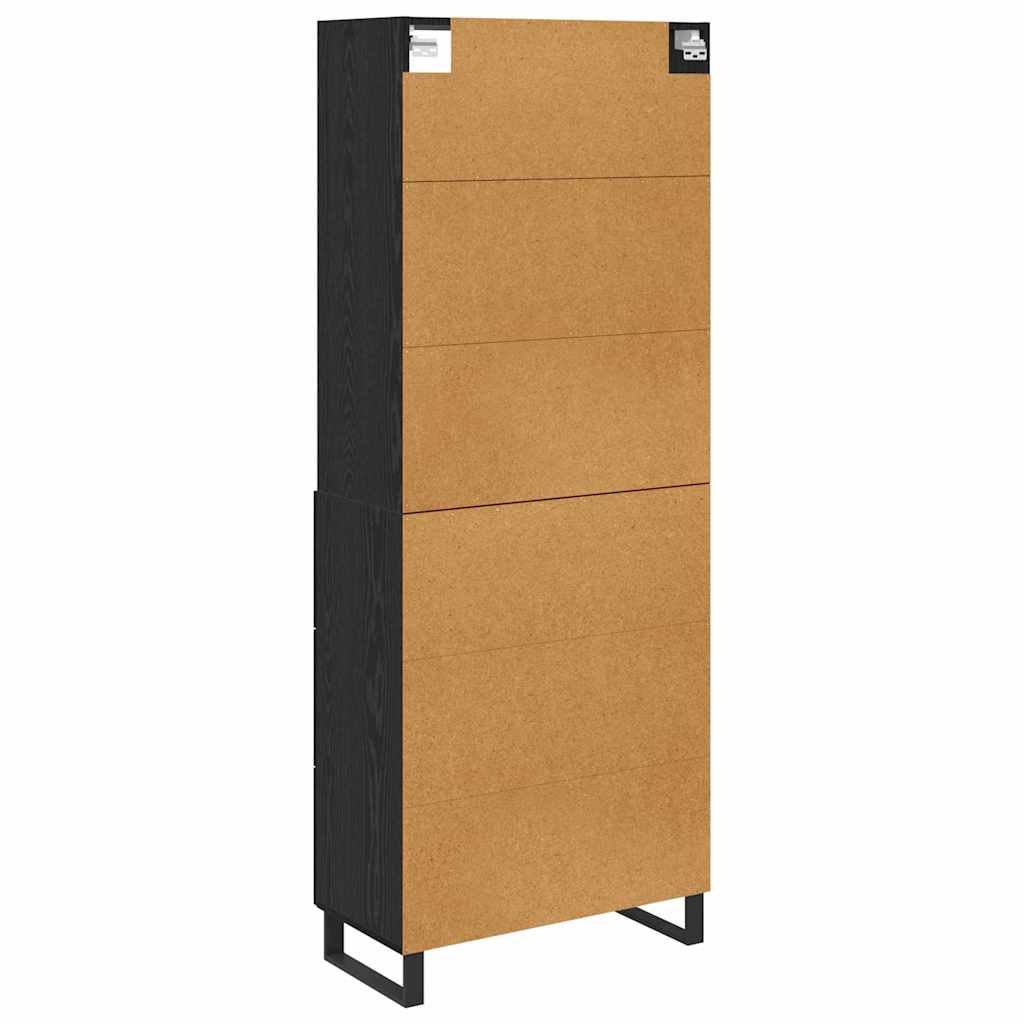 Highboard με συρτάρι 2 pcs Μαύρη Οξυά Επεξεργασμένο ξύλο
