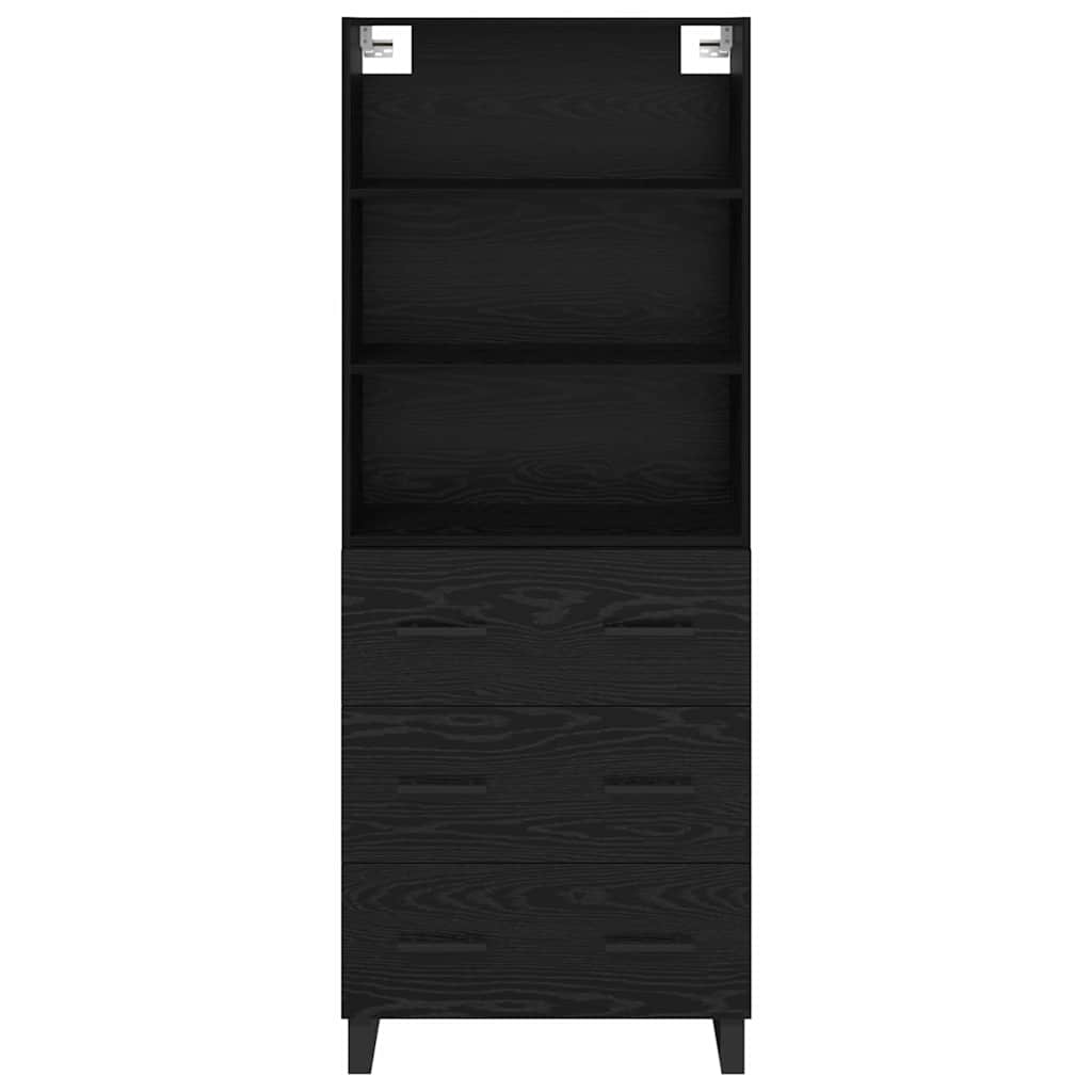 Highboard με συρτάρι 2 pcs Μαύρη Οξυά Επεξεργασμένο ξύλο