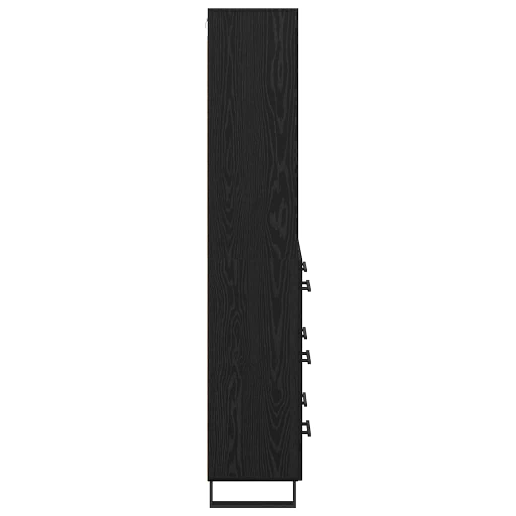 Highboard με συρτάρι 2 pcs Μαύρη Οξυά Επεξεργασμένο ξύλο