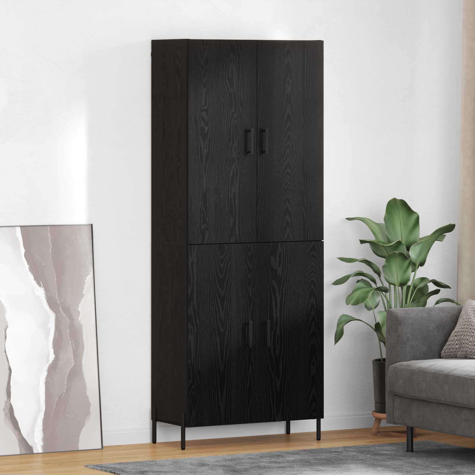 Highboard Μαύρη Οξυά 69,5 x 34 x 180 εκ. Επεξεργασμένο ξύλο - Pakobazaar