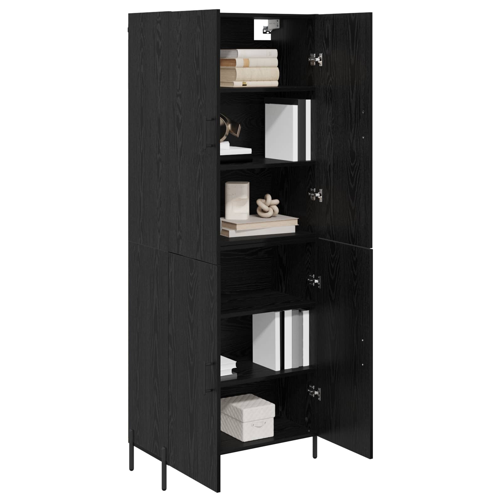 Highboard Μαύρη Οξυά 69,5 x 34 x 180 εκ. Επεξεργασμένο ξύλο - Pakobazaar