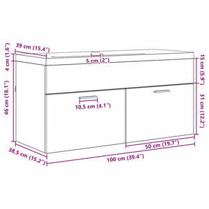 Ντουλάπι Μπάνιου Μαύρη Οξυά 100 x 38,5 x 46 cm