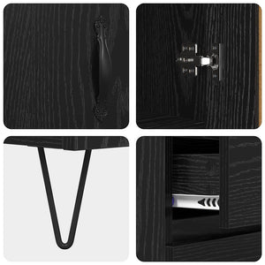 Highboard Μαύρη Οξυά 69,5 x 34 x 180 εκ. Επεξεργασμένο Ξύλο